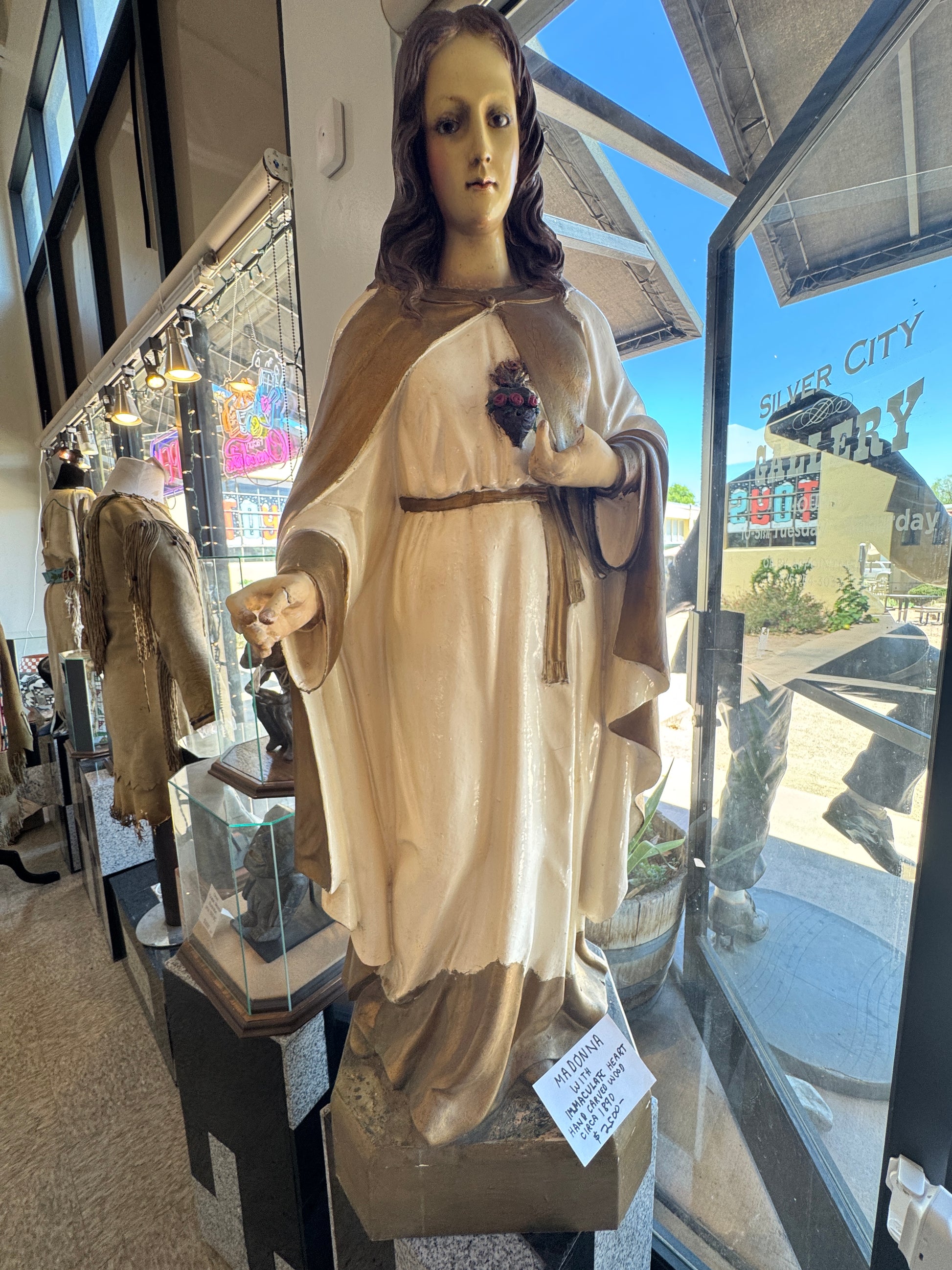 Hand Carved Wood Madonna from Church in Las Cruces, NM