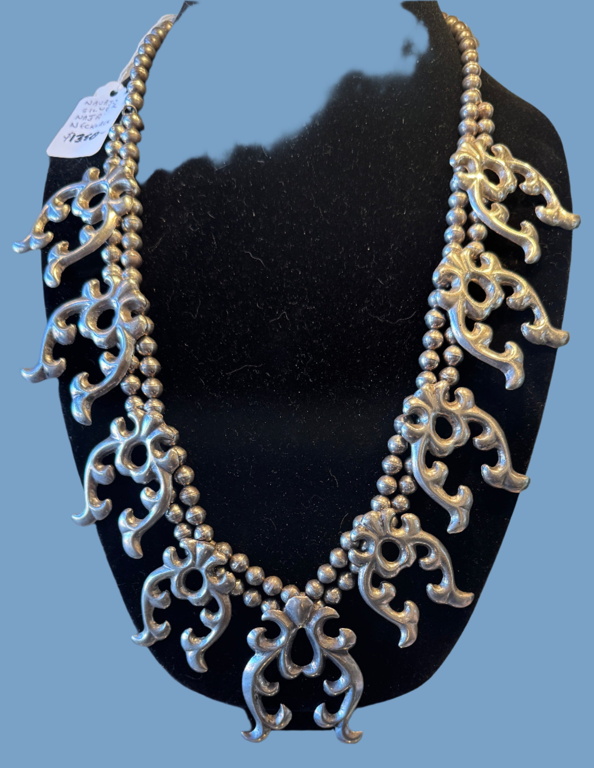 Native American Sterling Silver Sand Cast Necklace