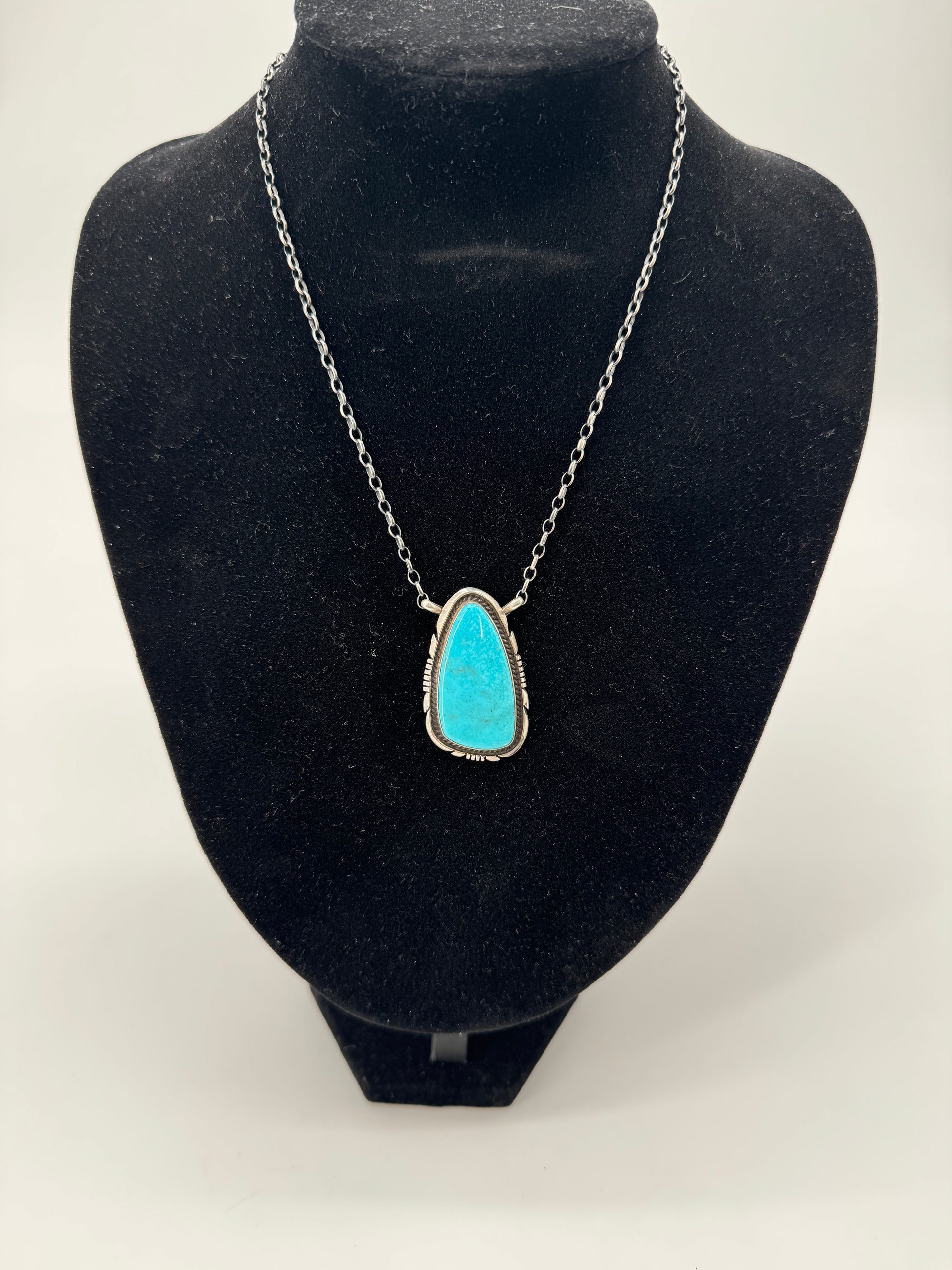 Navajo Turquoise Pendant with Necklace by Alfred Martinez