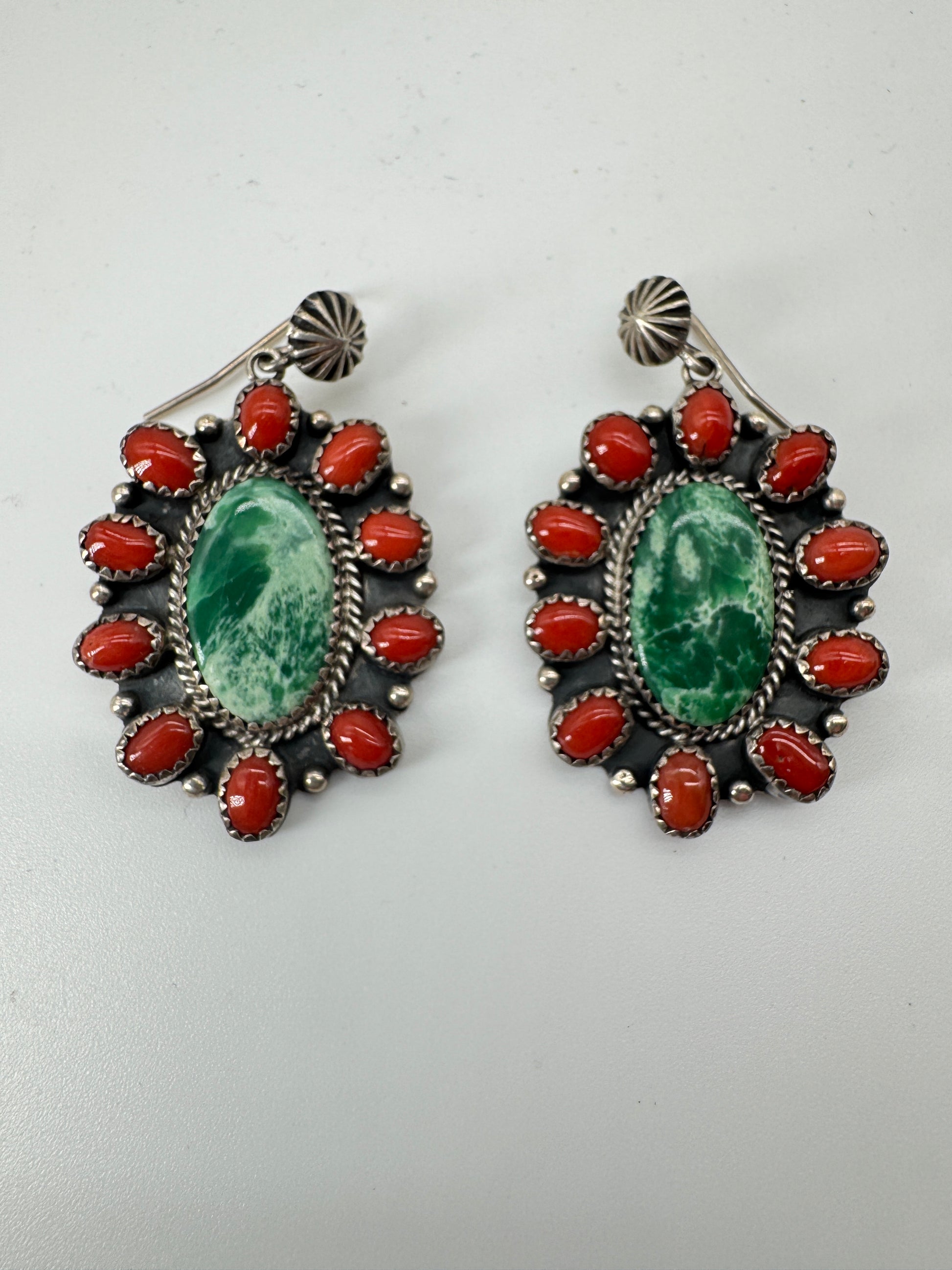 Navajo Coral and Varisite Earrings