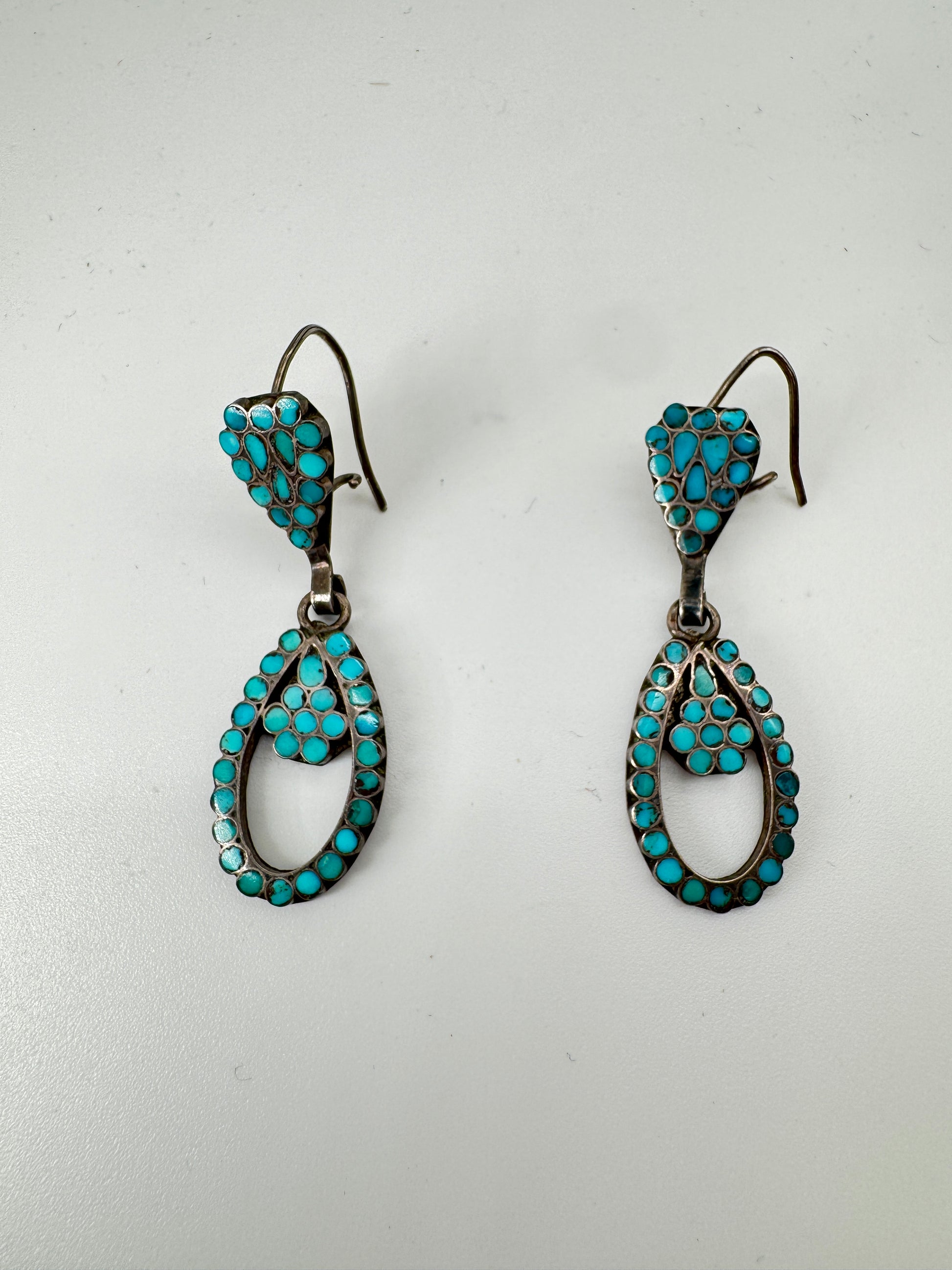 Zuni Dishta Style Turquoise Earrings