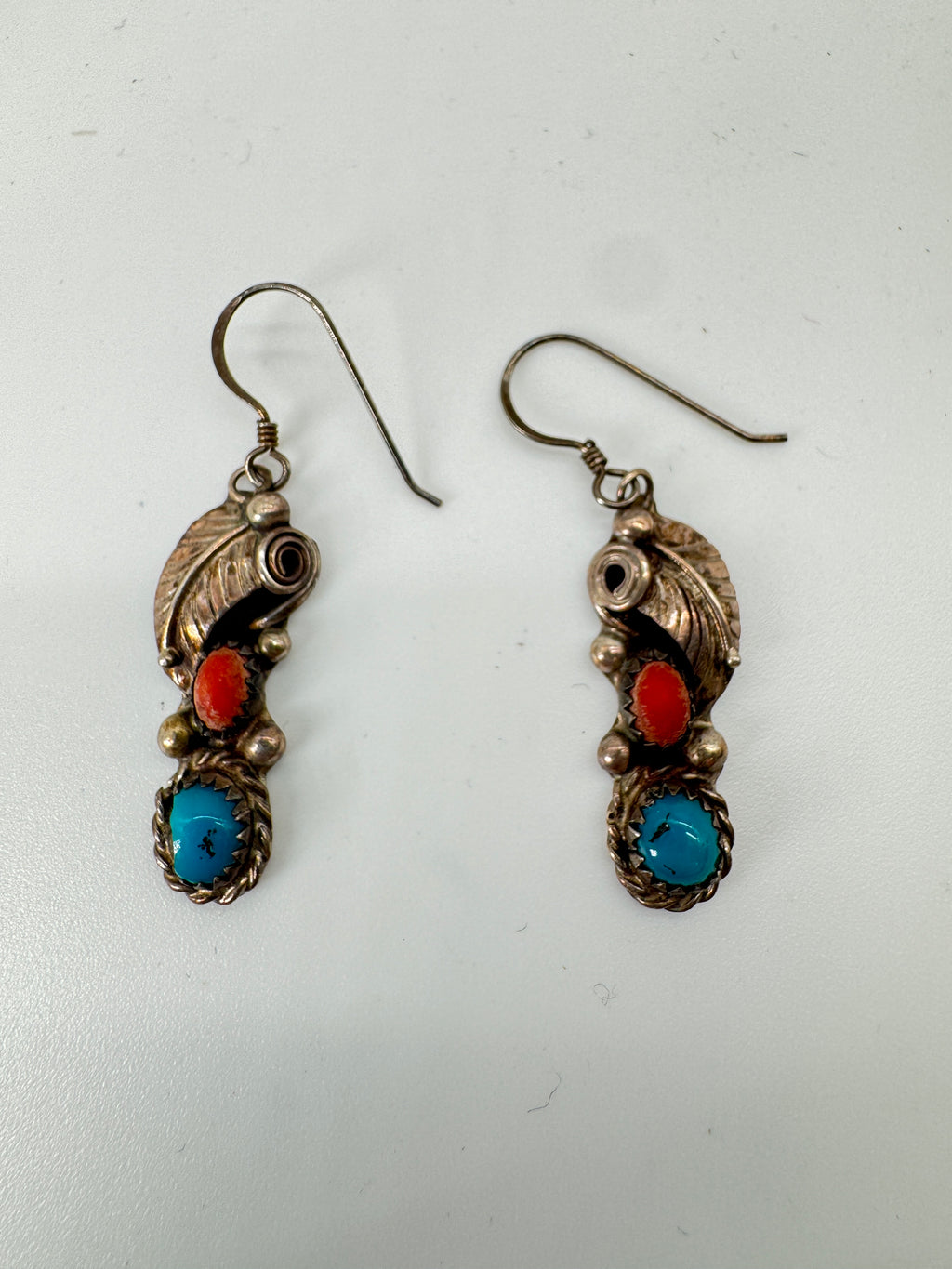 Coral and Turquoise Earrings by Black Fox