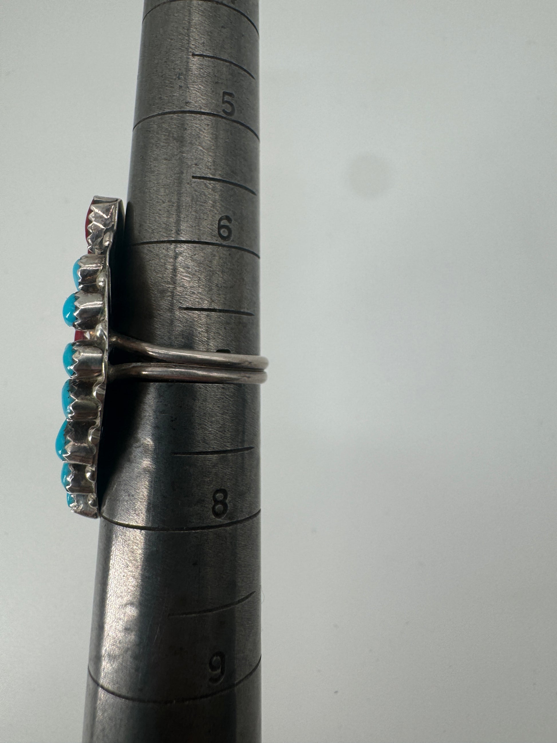 Navajo Turquoise and Coral Ring