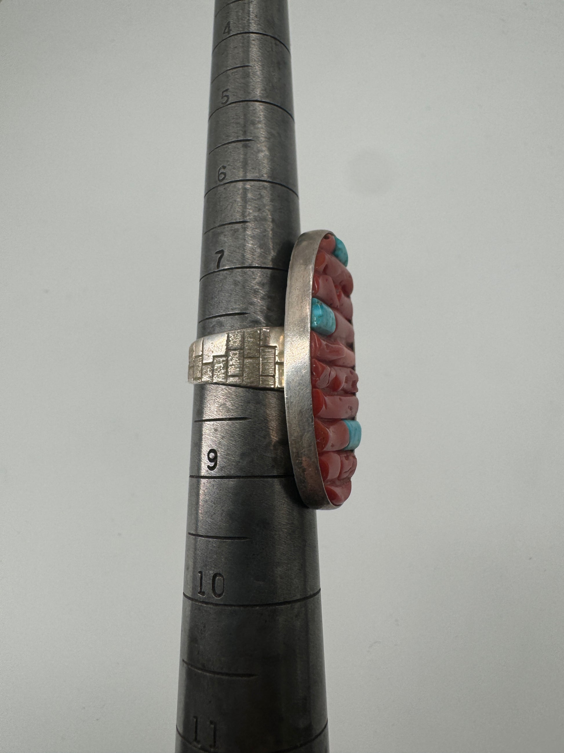 Turquoise and Coral Ring