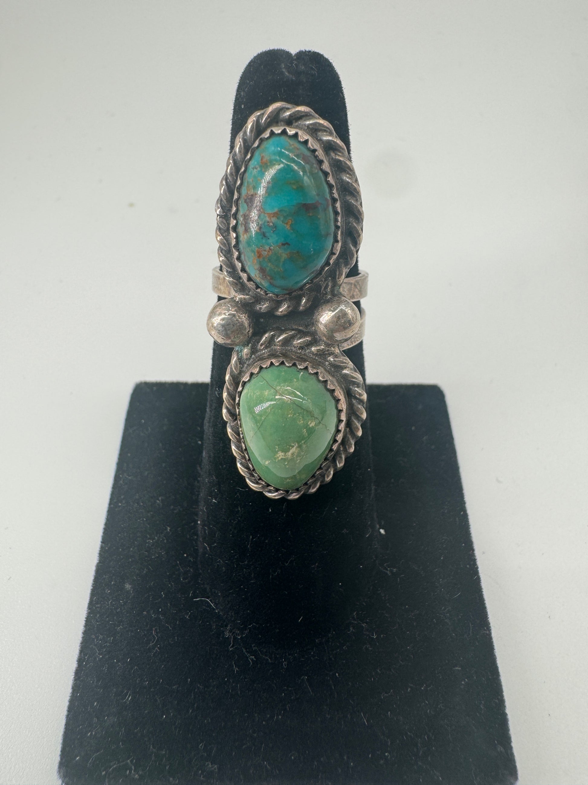 Navajo Turquoise Ring- 2 Stone Jewelry