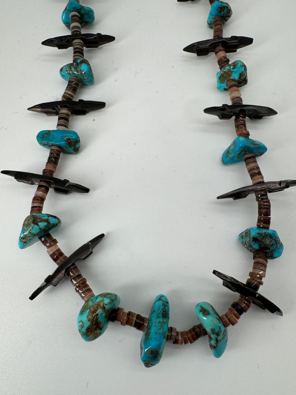 Navajo Turquoise and Bird Shell Heishi Necklace