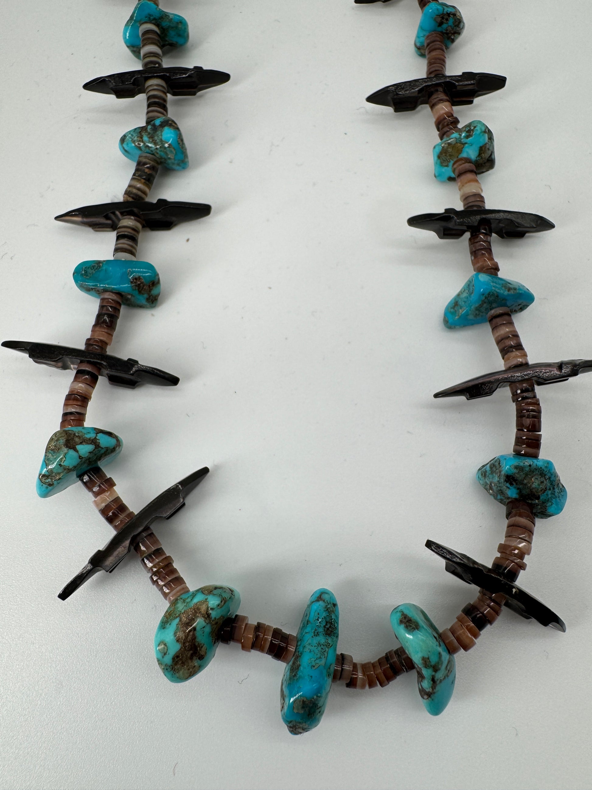 Navajo Turquoise and Bird Shell Heishi Necklace