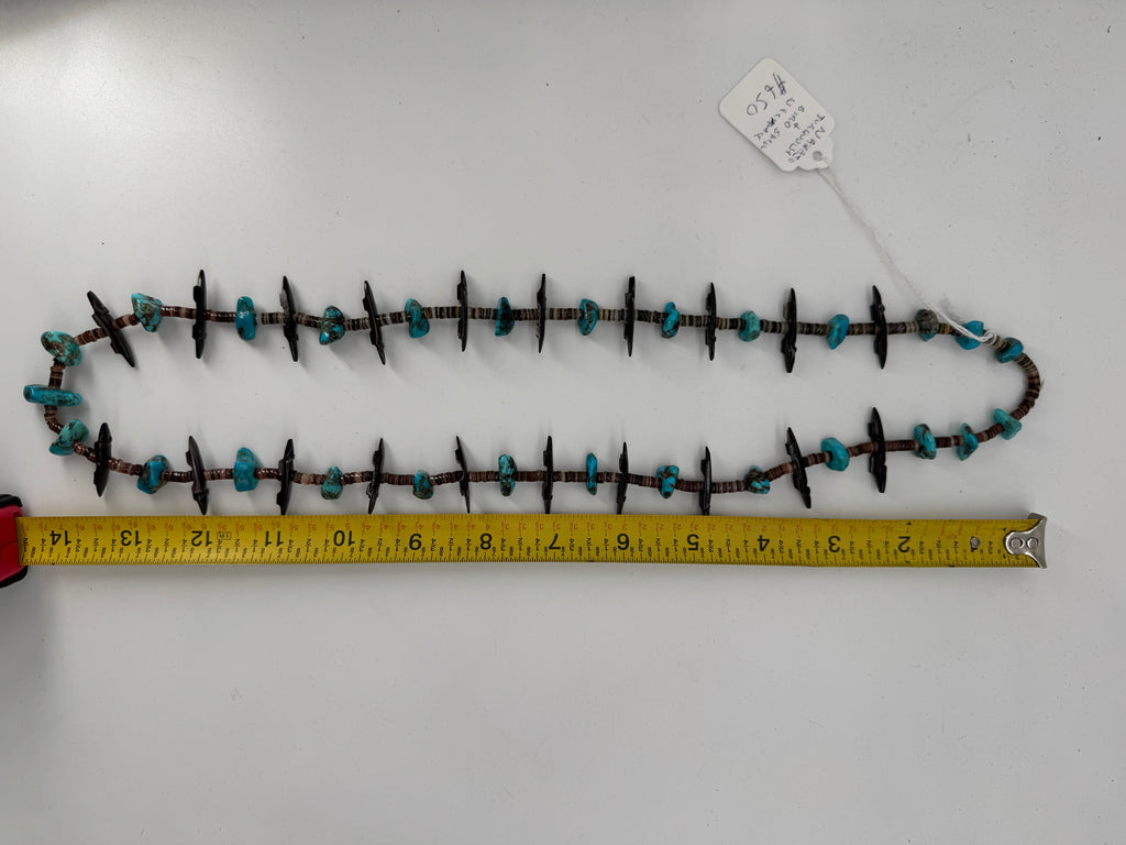 Navajo Turquoise and Bird Shell Heishi Necklace